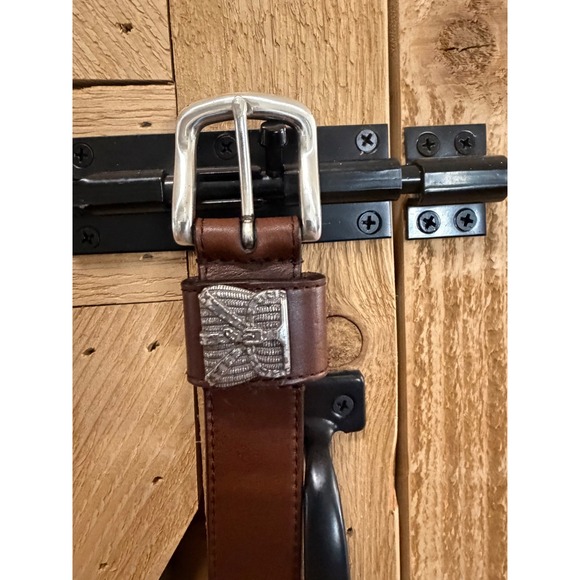 Ducks Unlimited Mens Oil Tanned Harness Leather Belt Brown Silver Buckle 36 - Picture 2 of 4